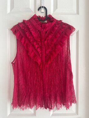 Alice + Olivia Rheba Sleeveless Lace Top XL